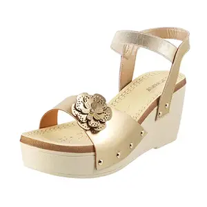 Walkway Women Wedge Heel Fashion Sandal Rose Gold UK/7 EU/40 (33-106)