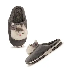 Walkfree Women Casual Bedroom Slippers, Ideal for Women (CC-6246-Grey-40)