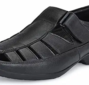 Lee Drive Genuine Leather Sandals Men's (BLACK, numeric_6)