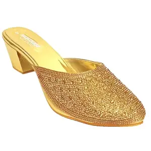 Racecourse Women Block Heel 76.7732 Golden