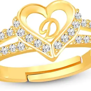 ValentineRingHeartAlphabet'D'PromiseProposeEngagementWeddingAnniversary(HC352-RosePackGold(D) AlphabetHeartRing(M:01))