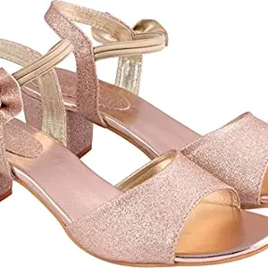 Shoetopia Women's & Girl's Pink Glitter Bow Detail Block Heels