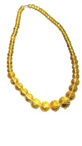 RDESIGN Excellent Citrine Nacklace 54 Beads Original Certified Yellow Natural Citrine Quartz Crystal सिट्रीन माला सुनहला रत्न Pure Transparent Citrine Beads Necklace Anniversary Gift For Couples