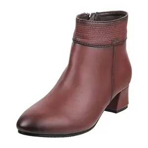 Mochi Women Maroon Leather Ankle Boot UK/5 EU/38 (31-82)