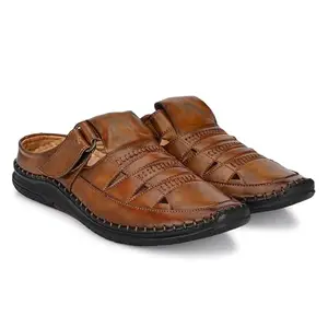 Rising Wolf Men's Synthetic Leather Fisherman Sandals (Tan, 10)