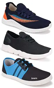 Shoefly Shoefly Men's (9288-1249-1227) Multicolor Casual Sports Running Shoes 7 UK (Set of 3 Pair)