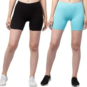 Apraa & Parma Sports Solid Women Black, Blue Sports Shorts ()_SBT-001-Black,Aqwa-234-Q2