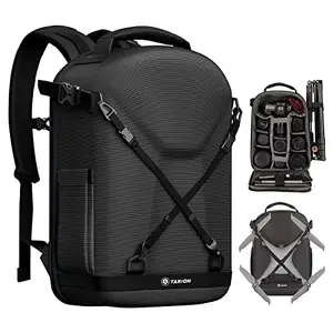 TARION Camera Backpack Hardshell DSLR Camera Bag 3-side Hard Case Photography Backpack with Waterproof Raincover Laptop/Tripod Compartment for Men Women Photographers Black
