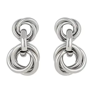 I Jewels Silver Plated Latest Fashion Trendy Stylish Geometric Twisted Chunky Dangle Earrings for Women and Girls (E3192S)