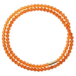 Orange Bead Necklace Handmade Jewelry Women Girls 18 Inch Glass Crystal Beads Strand Necklace Necklace Pack of 1