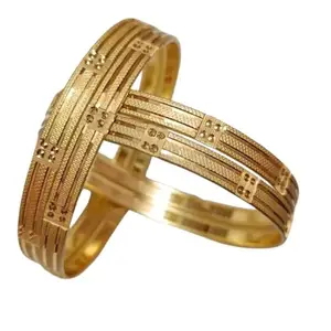 SGN FASHION Brass Beads Gold-plated Bangle Set (Pack of 4) (2.10)