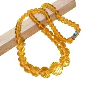 Stone GEMS Gallery सिट्रिन नेकलस Dazzling Sunehla Necklace A1+++ Grade Citrine Haar Out Standing Citrine Crystal Necklace Original Certified for Unisex Wear Women Pila Pathar Necklace