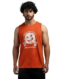 CHKOKKO Tank Tops Sleeveless T-Shirt for Men Gym Wear Vest Graphic Printed Stylish Round Neck Running Sando for Sports Workout Fitness & Casual or Beach Wear