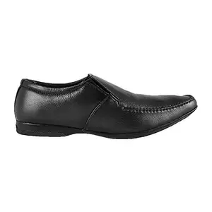 Metro Men's Black Leather Formal Shoes-9 UK (43 EU) (19-3455)