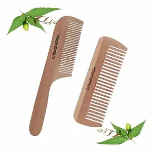 C I Black Boom Neem Wooden Hair Comb Healthy Haircare For Men & Women | (Combo - Co3 and Co5)