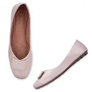 Shoeshion Women's Comfortable & Stylish Ballet Flat, Jutti, Bellies for Office, Party & Holidays. (Peach, Numeric_3)