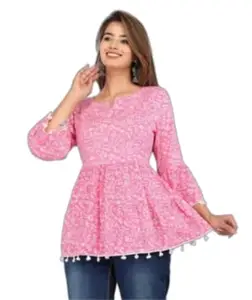 Khabi Pink Top – Stylish and Trendy Pink Khabi Top for a Chic Ethnic Feel for Size - S
