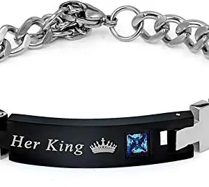 Nakabh HIS HER Stainless Steel Bracelet for Unisex (Her King)