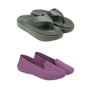 ZENWEAR Extra Soft Classic Casual wear with Flexibility Technology Flip Flop Combo for Women's/Girl's(6111+2016)(6) Multicolor