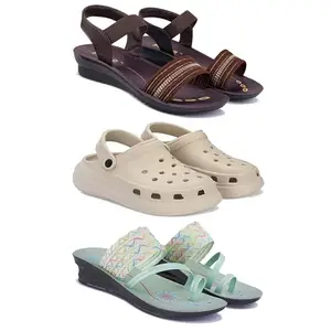 Women's Comfortable Sandal,Casual Lightweight Sandal for Everyday Wear | BT-(3-COMBO)-1933-OO1-1954-8-EURO-39
