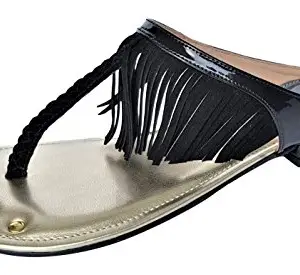 AshBaDe Women's Black Leather Fashion Sandals - 39 EU