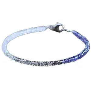 RRJEWELZ Black Rutilated Quartz, Moonstone & Iolite bracelet for men & women - 3.5mm Rondelle Faceted & Smooth beads - 7 Inch with Silver plated clasp – Healing, Fashion, Gift, Spiritual, Yoga|LCBR_RR_07079