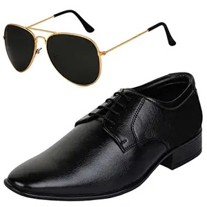 Vitoria Stylish Men's Synthetic Leather Formal Shoes with Free Unisex Sunglasses/Office Shoes/Suit Shoes/Dress Shoes/Party Shoes Black