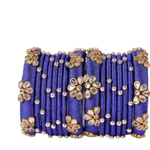 Saumakshi Designs Silk Thread Bangles Set for Women (Royal Blue) (2.8)