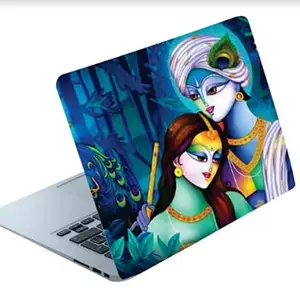OK ARTS Printed HD Laptop Skin Radha Krishna for Models Upto 15.6inches of All Laptops Hp Dell Lenovo Acer MacBook with Lamination Blue
