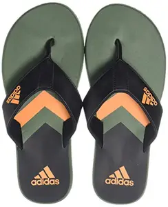 Adidas mens EEZAY 2019 M Black(A0Qm)/Trace Green(A9Nk)/Orange Rush(Aecx) Slides - 7 UK (GA1030)