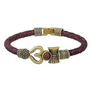 Soni jewellery Trishul Damru OM Rudraksha Gold Plated Mahadev Mahakal Shiva Bhakt Bahubali Navaratri Special Kada Bracelet (D234)
