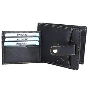 WILDBUFF Black RFID Protected Men's Leather Wallet (WBF611)
