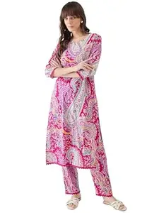 INDO ERA Women's Cotton Ethnic Co-Ord Set | Kurta Pant Set | Stylish Cotton Suit Set for Women,11995