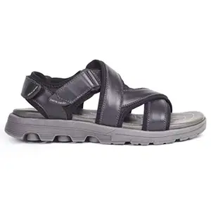 Pierre Cardin Men's PC1014 Black Leather Sandal