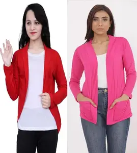 Comfy Women's Shrug ? Perfect for Office, Casual RG-Shrug-P-RED-PKT-Rani-XXL