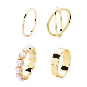 Jewels Galaxy Jewellery For Women Gold Plated Stackable Rings Set of 4 (JG-PC-RNGG-2716)