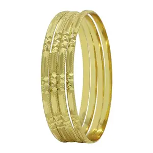 SAIYONI Sparkle Gold Plated Bangle Pack Of 4 - Gold (3065_2.6) | Crafted For Her With An Affection For Artistry