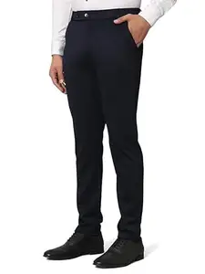 Mehrang Men's Slim Fit Formal Trousers, Black, Regular Waist with Side Pockets