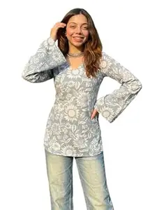 Women’s All Over Printed Rayon Short Kurti | Comfortable and Lightweight Ethnic Tunic Top for Casual and Party Use