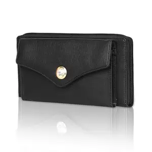 Altair Ladies Wallet for Women with Zip Pocket, Multiple Card Holders and Phone Pocket | Multipurpose Hand Purse (Black)