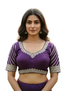 BRYNBRIT Sweetheart Neck Embroidered Saree Blouse