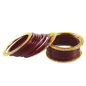 Vidhya Kangan Latest Traditional Maroon Gold Platted Acrylic-Brass Bangle -(banx1201) Size-2.14 For Women and Girls