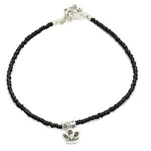 Ringzanio Black Beads Anklet For Women | Trendy Stylish Anklet | Adjustable Anklet | Payal For women |Small Black Moti with chams Anklet | Ghungroo Anklet (A-1)