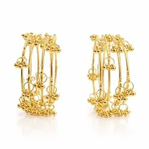 STREE Gold Plated Kashmiri Bangles Bangle Set for Women & Girls | Western Style Ghungroo Design Gold Tone Bangles | Set of 8
