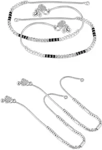 Heer Collection Traditional Jewellery For All Occassions Anklets Payal Pair for Women/Girls Alloy Anklet - Bzr_Combo Payal-107 & 109 (1-Pair Each)
