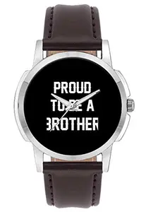 BIGOWL Wrist Watch for Men - Proud to Be A Brother Best Gift for Brother - Analog Men's and Boy's Unique Quartz Leather Band Round Designer dial Watch