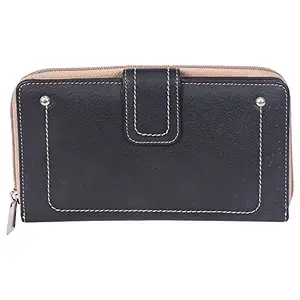 Leatherman Fashion LMN Genuine Leather Women's Black Wallet (10 Card Slots)