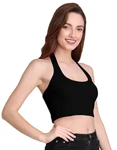 THE BLAZZE 1294 Sexy Women's Tank Crop Tops Bustier Bra Vest Crop Top Bralette Blouse Top for Womens (X-Small, Black)