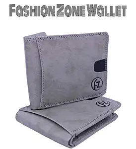 FZ FASHION ZONE Boys Blue Artificial Leather Wallet (4 Card Slots) (Grey)