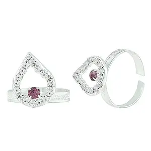 MISSMISTER: Lifestyle for a grand life Missmister Silver plated Pear shape design White and Violet CZ Adjustable Toe ring for Women (MM2210TRRM)